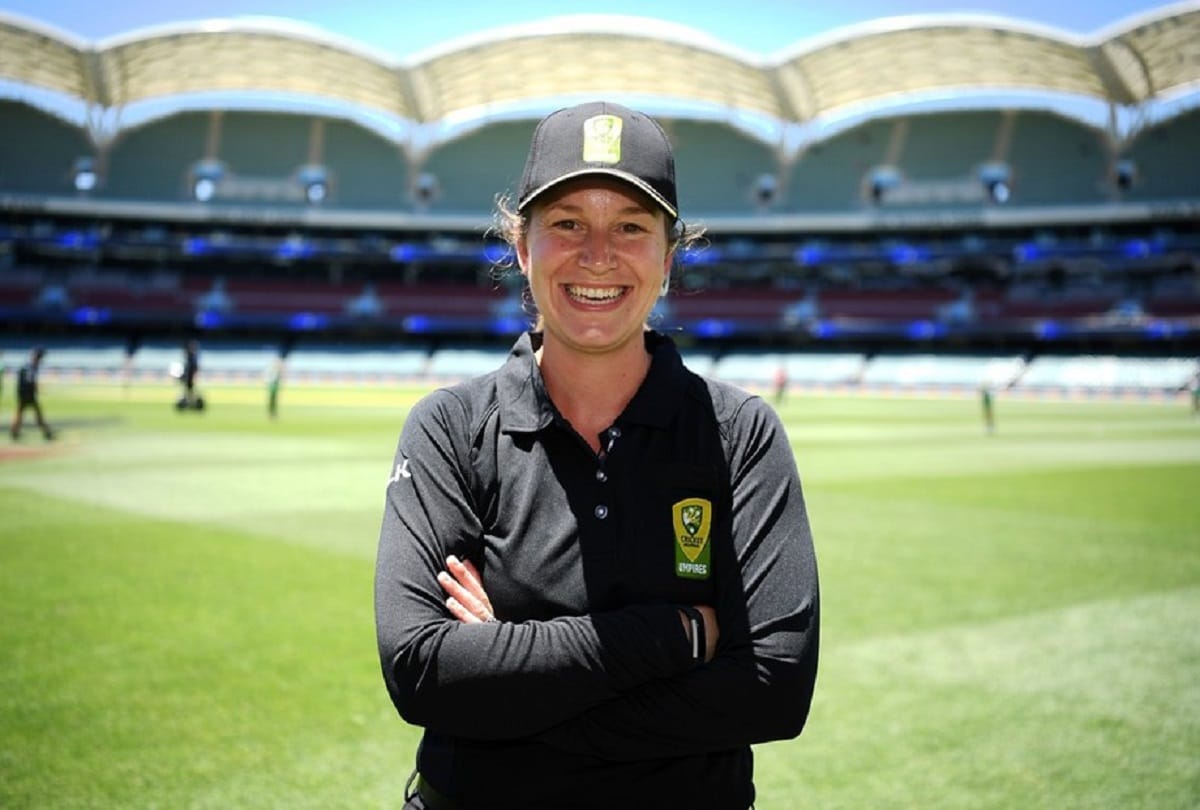 claire polosak becomes first female umpire in cricket for men