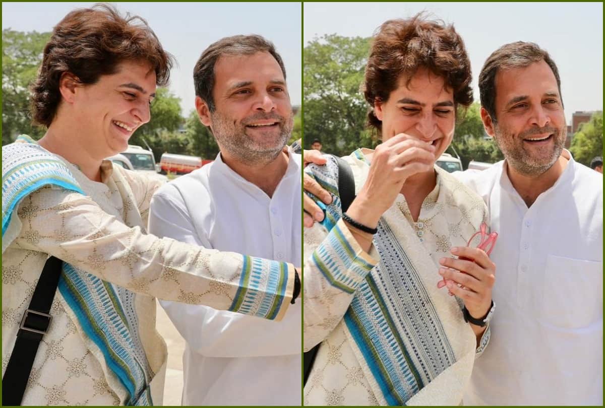 Lok sabha chunav 2019 : Rahul gandhi meet with Priyanka vadra at helipad in kanpur