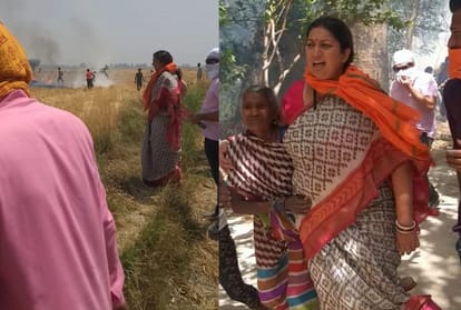 Smriti Irani helps farmers of amethi when crops catches fire.