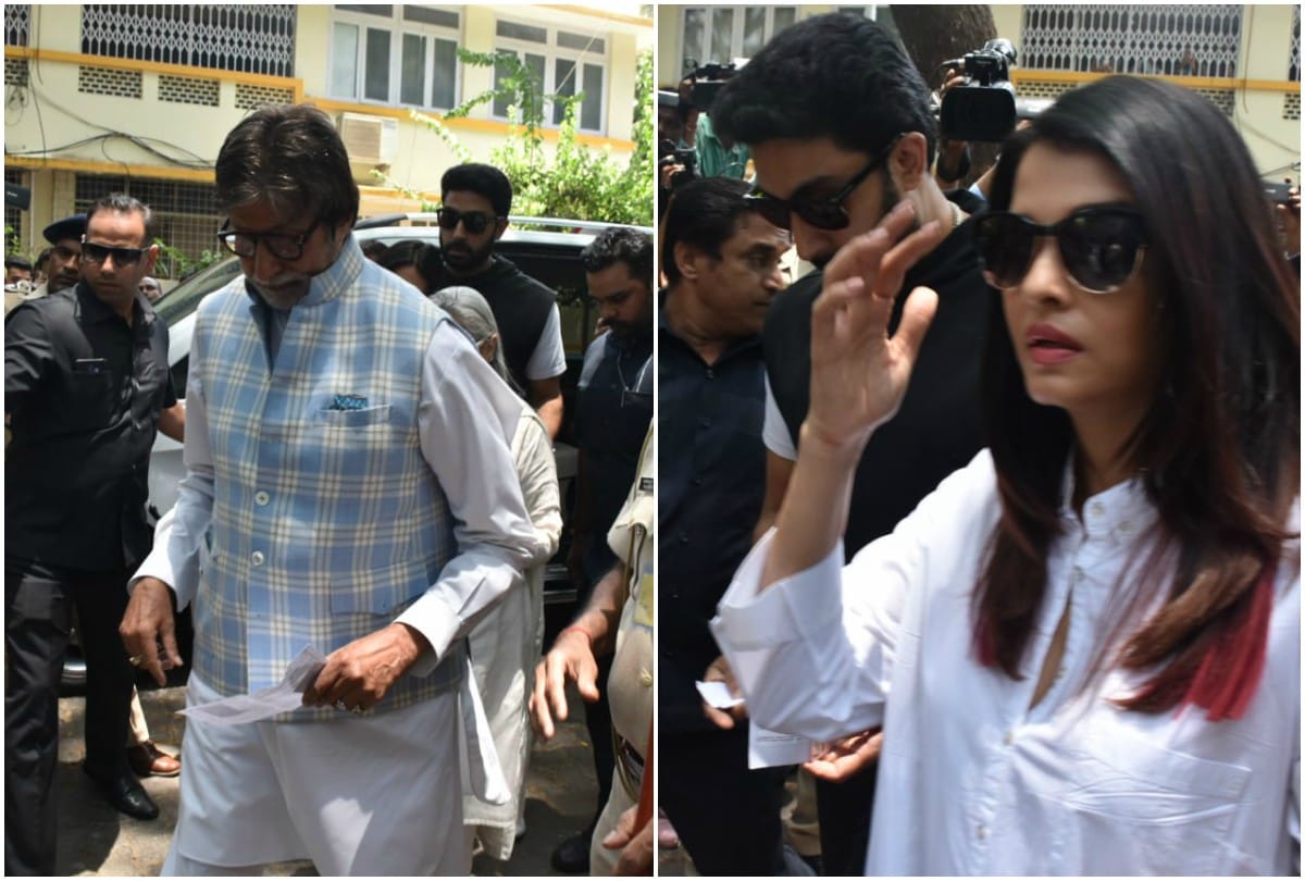 Amitabh Bachchan Aishwarya Rai Bachchan Jaya Bachchan Abhishek cast vote in Lok Sabha Election 2019