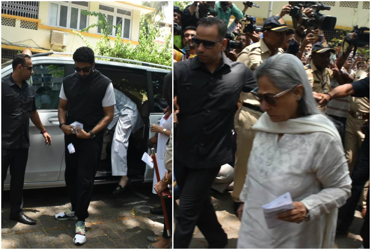 Amitabh Bachchan Aishwarya Rai Bachchan Jaya Bachchan Abhishek cast vote in Lok Sabha Election 2019