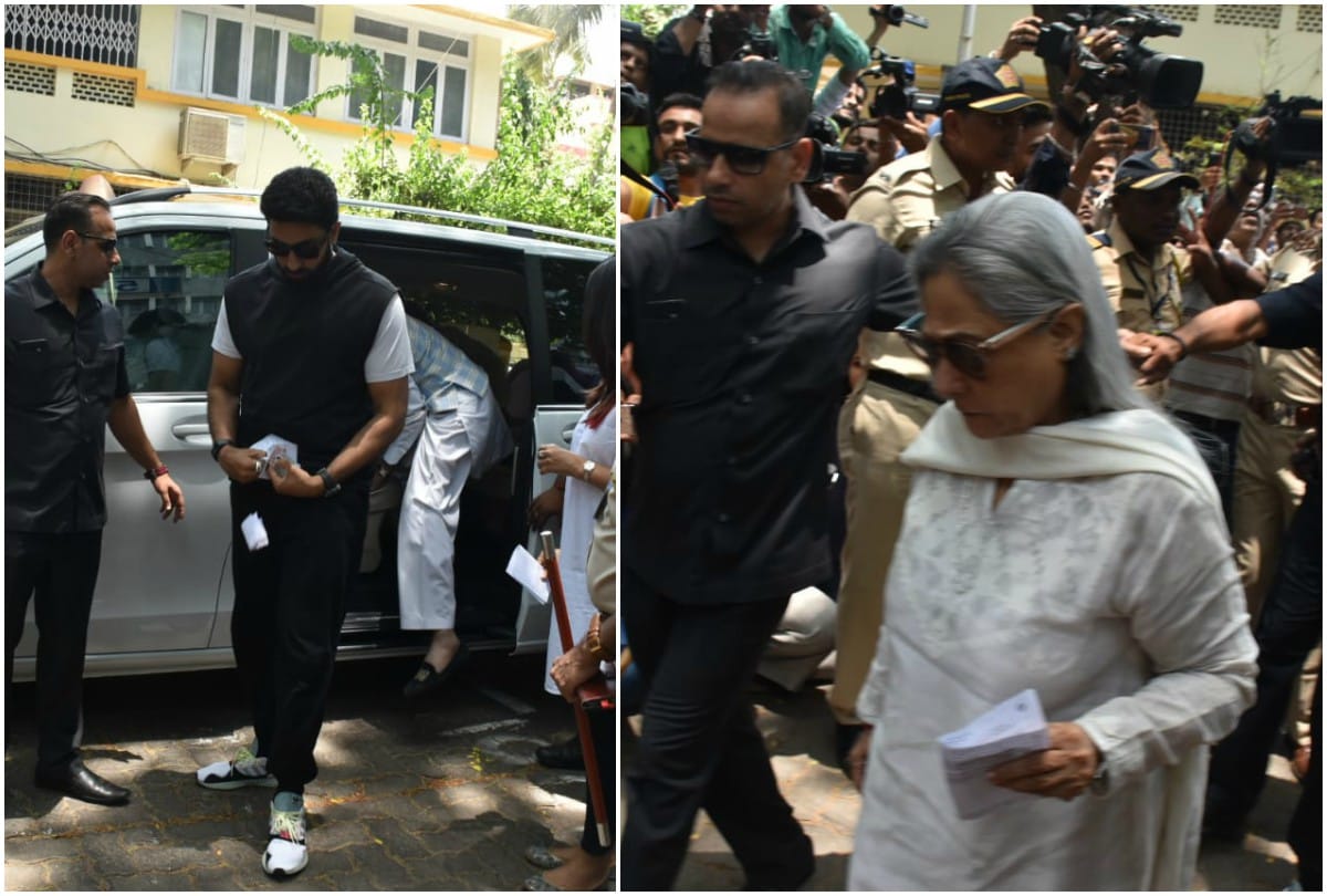 Amitabh Bachchan Aishwarya Rai Bachchan Jaya Bachchan Abhishek cast vote in Lok Sabha Election 2019