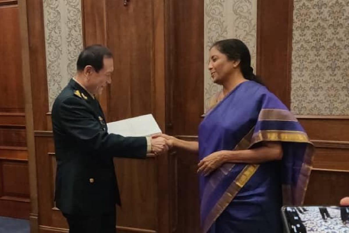 Defence Minister Nirmala Sitharaman attends a bilateral meeting with Defence Minister of China