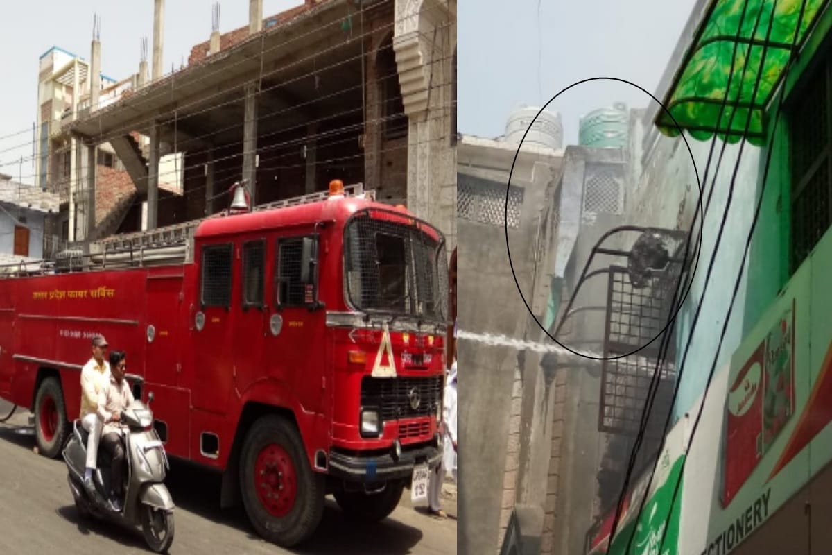 Four cylinder blast in lisari gate Meerut, fire brigade on the spot