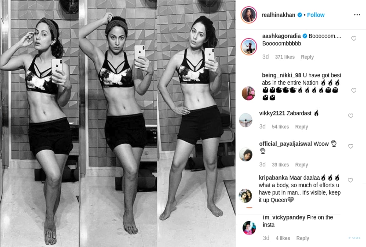 Hina Khan looks stunning in gym look as she shows off her perfect abs