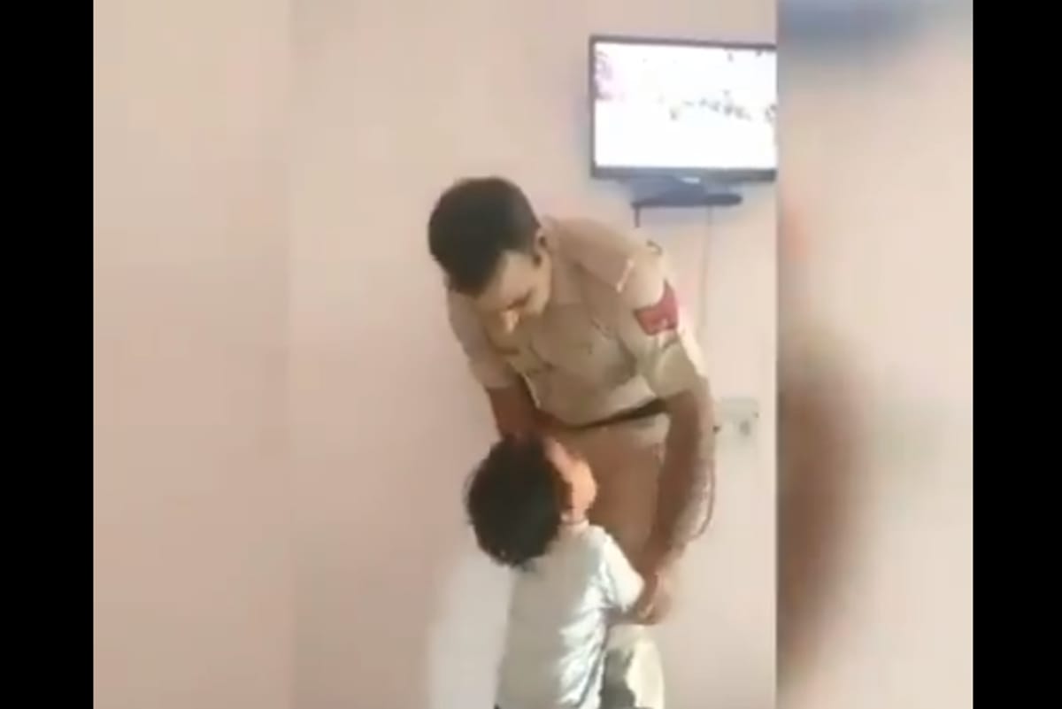 Viral Video: police officer trying to leave for office being stopped by his crying child