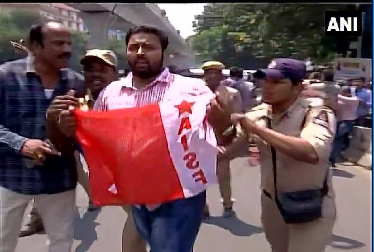Hyderabad: student bodies protesting against state government alleging errors intermediate results
