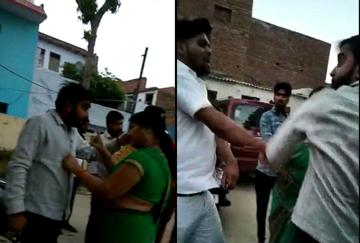 bjp leader beating vidoe viral in agra