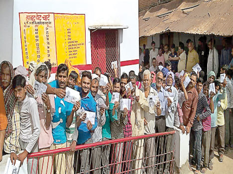 57.32 percent voting in between 45 degrees temperature