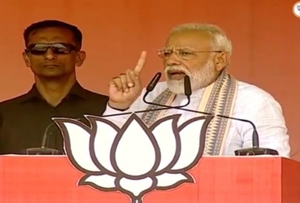 Lok Sabha Elections 2019 Prime Minister Narendra Modi address a rally in Bahraich.