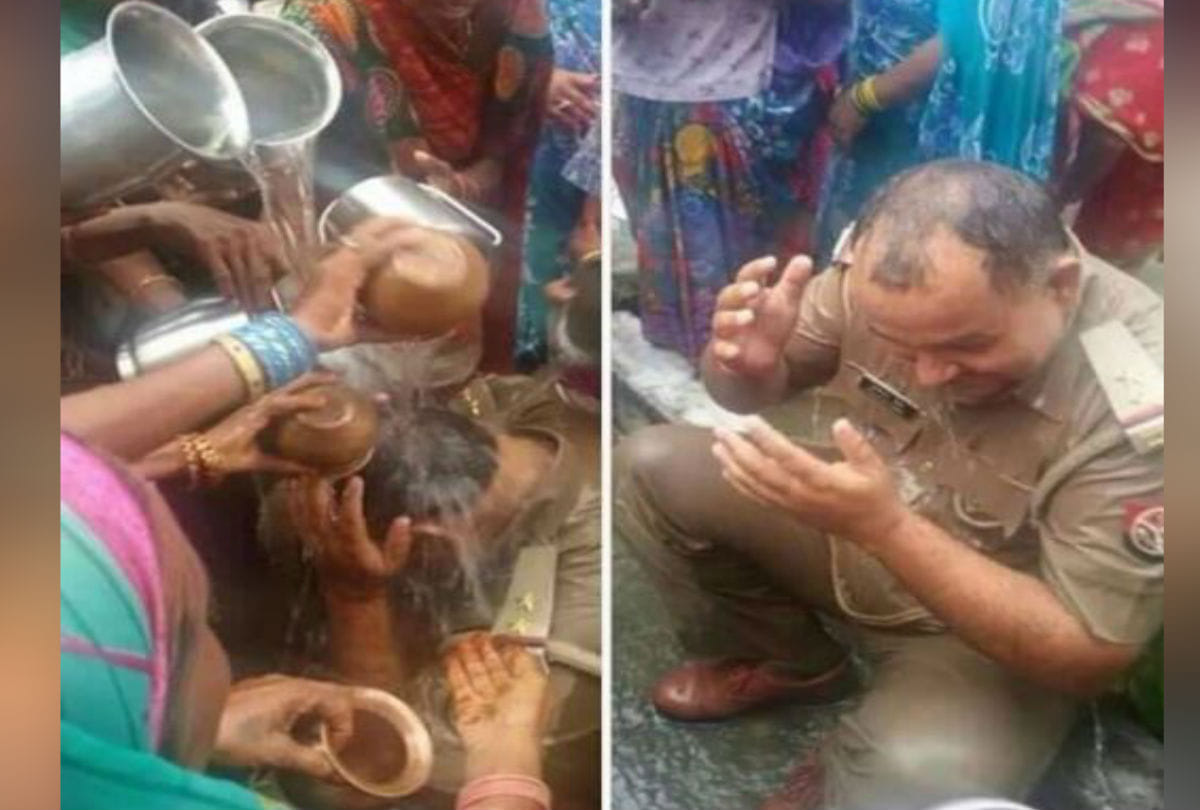 up women goes in to police station and bath inspector pictures goes viral