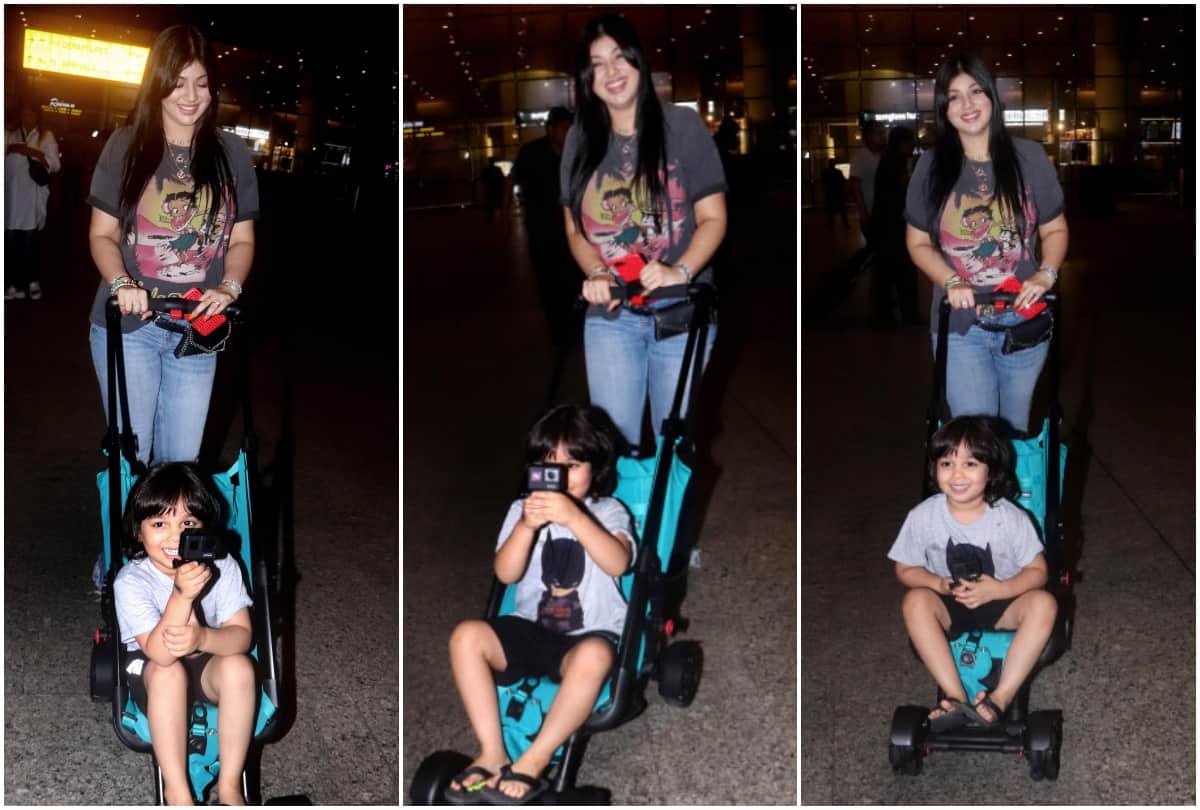 ayesha takia transformation look spot with son on mumbai airport