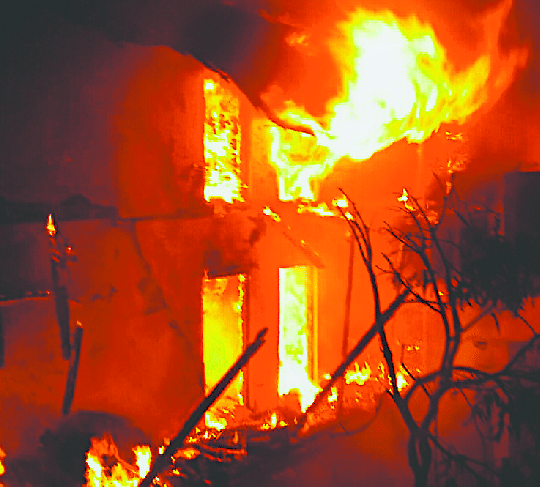due to fire the building and the two shops in the masah