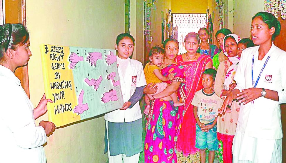 Nursing students sharing the pain of the poor