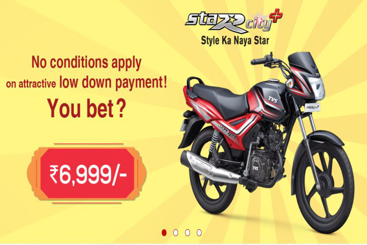 Pay only Rs 6999 and take home TVS star city plus bike