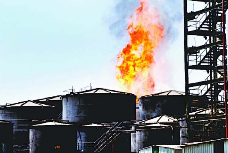 Fire break out in spirit tank at liquor factory in Banur