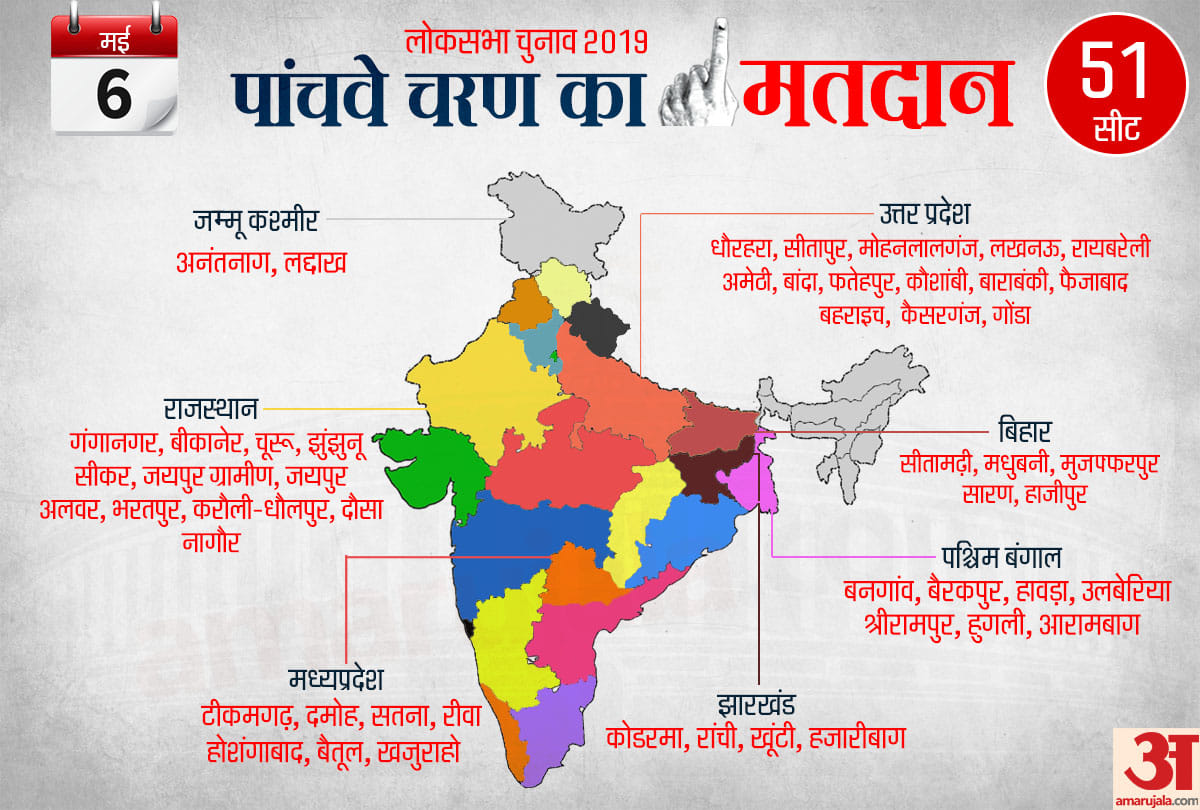 lok sabha Elections 2019 fifth phase 14 seat of Uttar pradesh Polling on 6 may