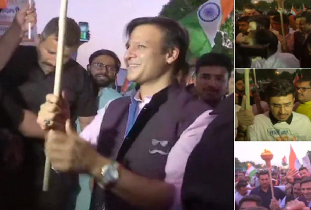 Actor Vivek Oberoi joined BJPs Saaton Seetein Modi Ko campaign at India Gate