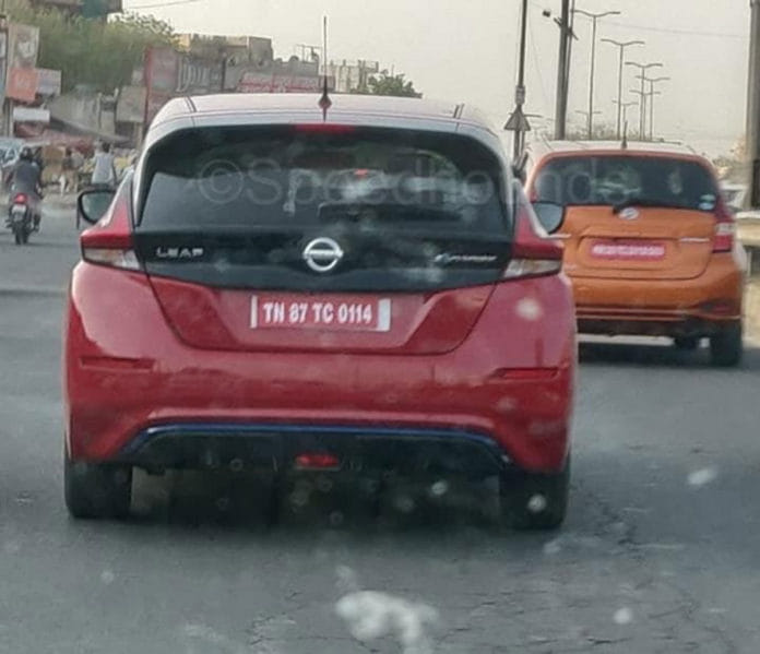 Hyundai Kona EV and Kia Soul EV rival Nissan Leaf electric car spotted on indian roads, launch soon