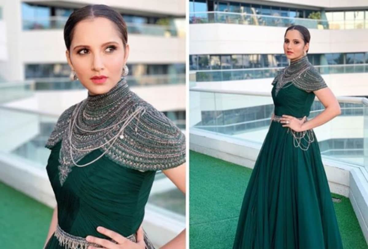 Sania Mirza looks gorgeous in green gown see pictures