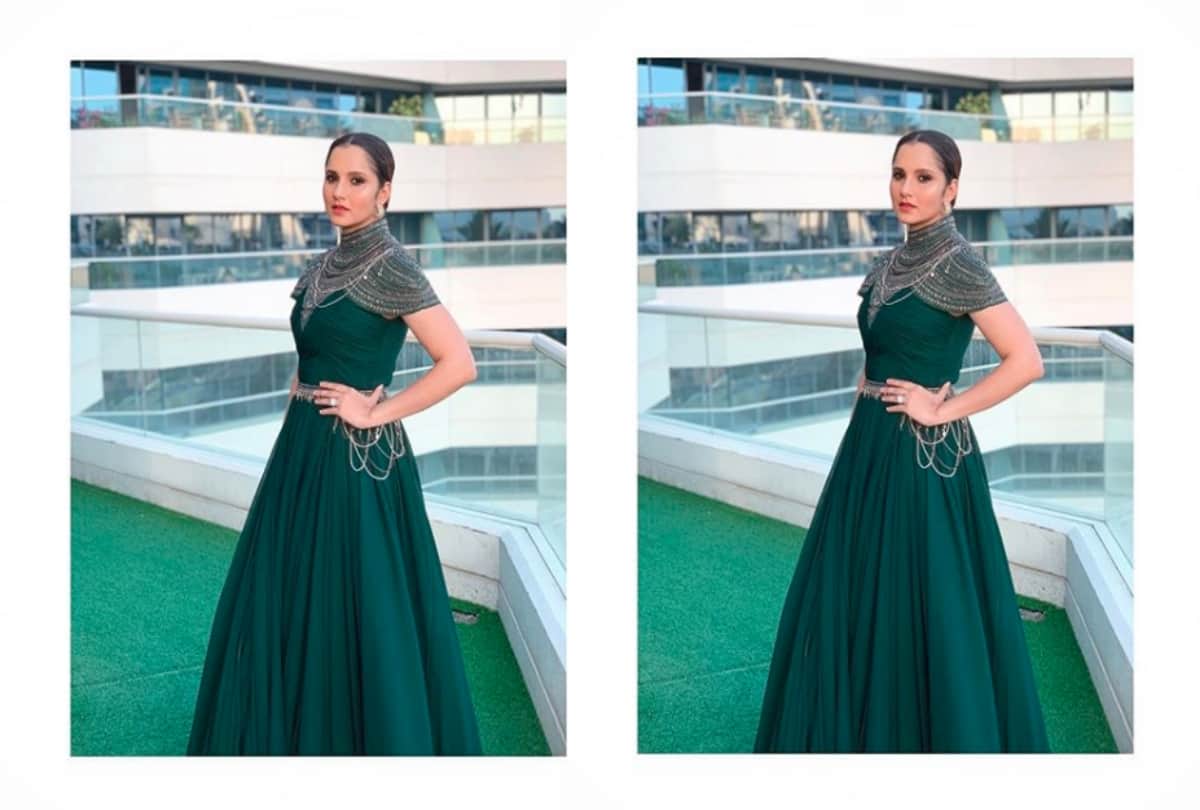 Sania Mirza looks gorgeous in green gown see pictures