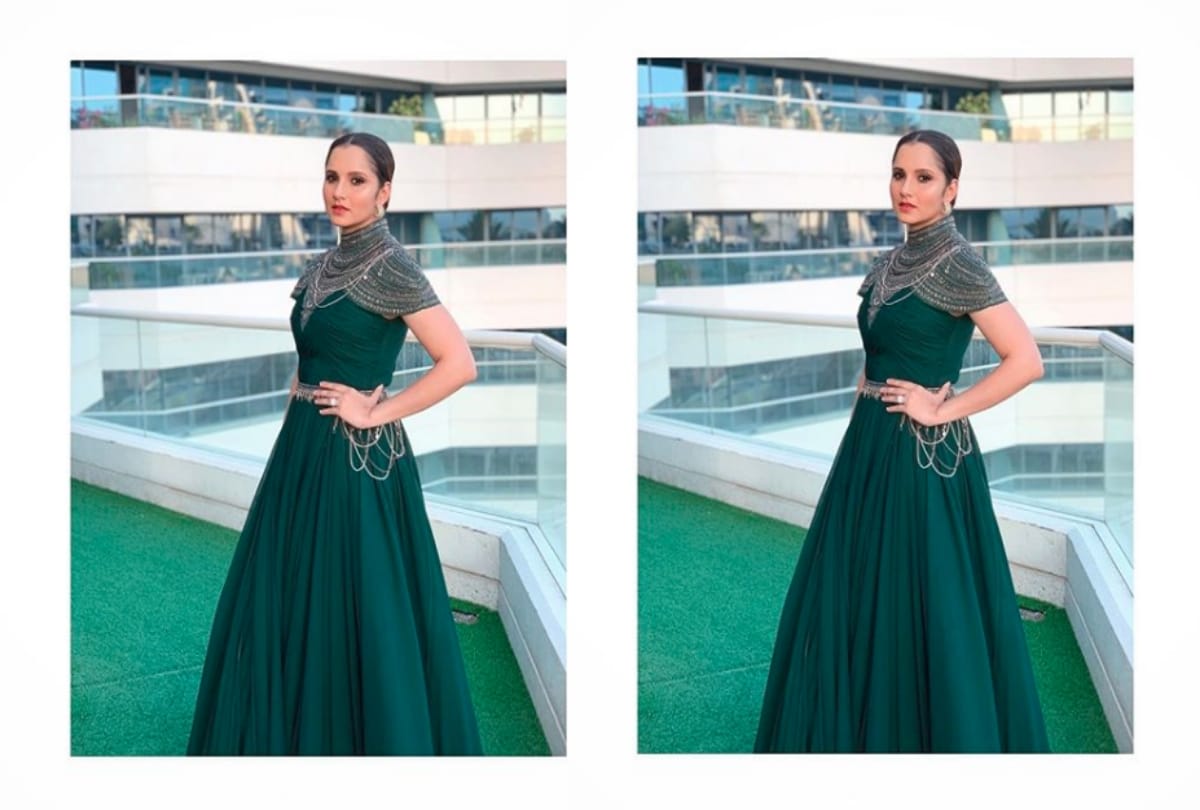 Sania Mirza looks gorgeous in green gown see pictures
