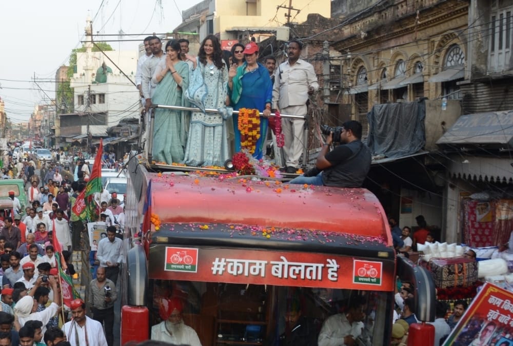 Lok Sabha Elections 2019 Sonakshi Sinha in Samajwadi Party road show in Lucknow.