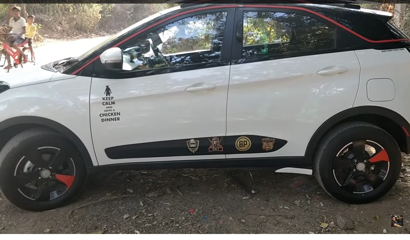 youth convert his tata nexon suv car into PUBG game theme