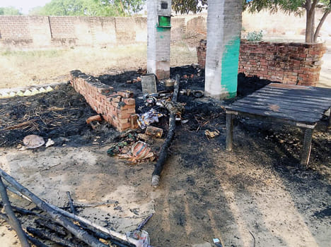 Burning of household goods as a result of fire
