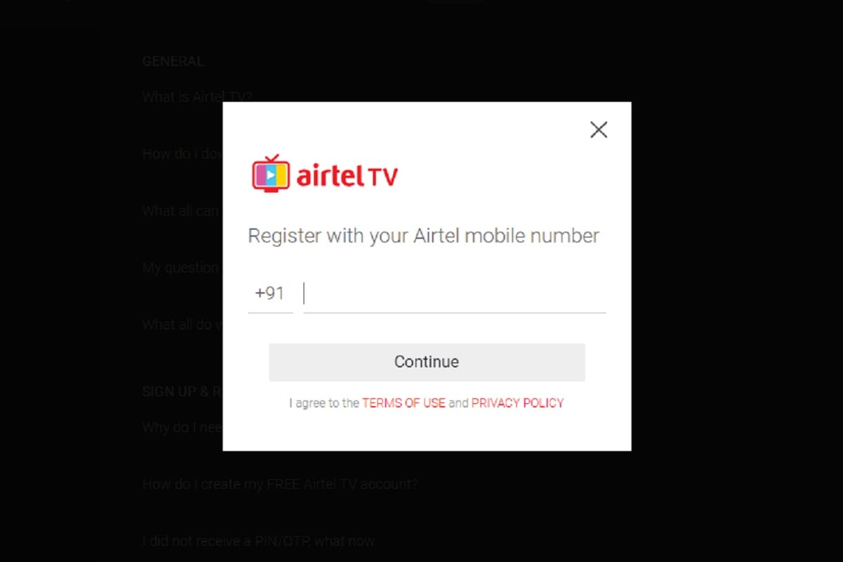 airtel live tv web version