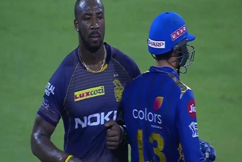 IPL 2019: ‘Angry’ Andre Russell and Quinton de Kock share heated moment , MI vs KKR  Watch video