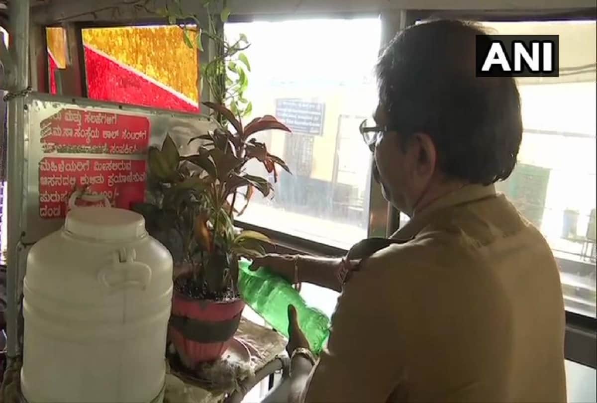 BMTC Driver Narayanappa kept plants in bus and mini nano lalbagh bus photos viral