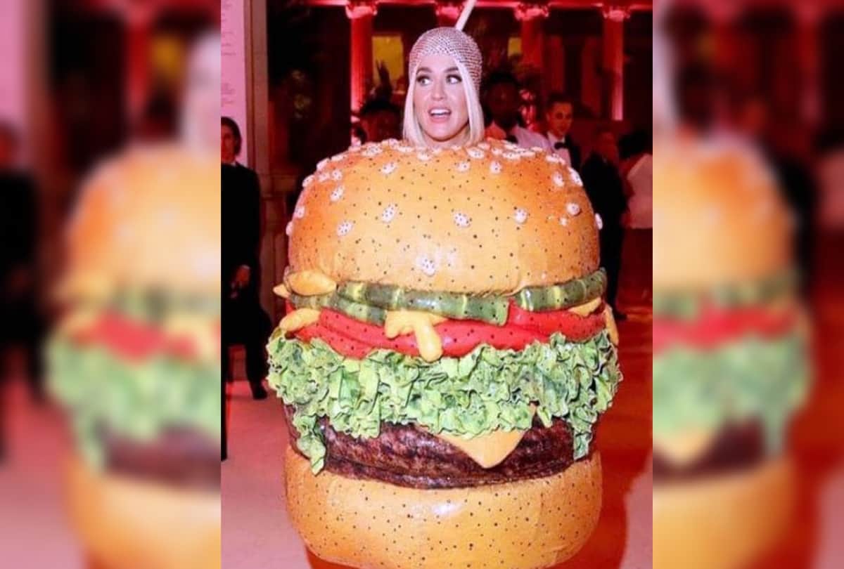 Katy Perry dressed as cheese burger at the Met Gala
