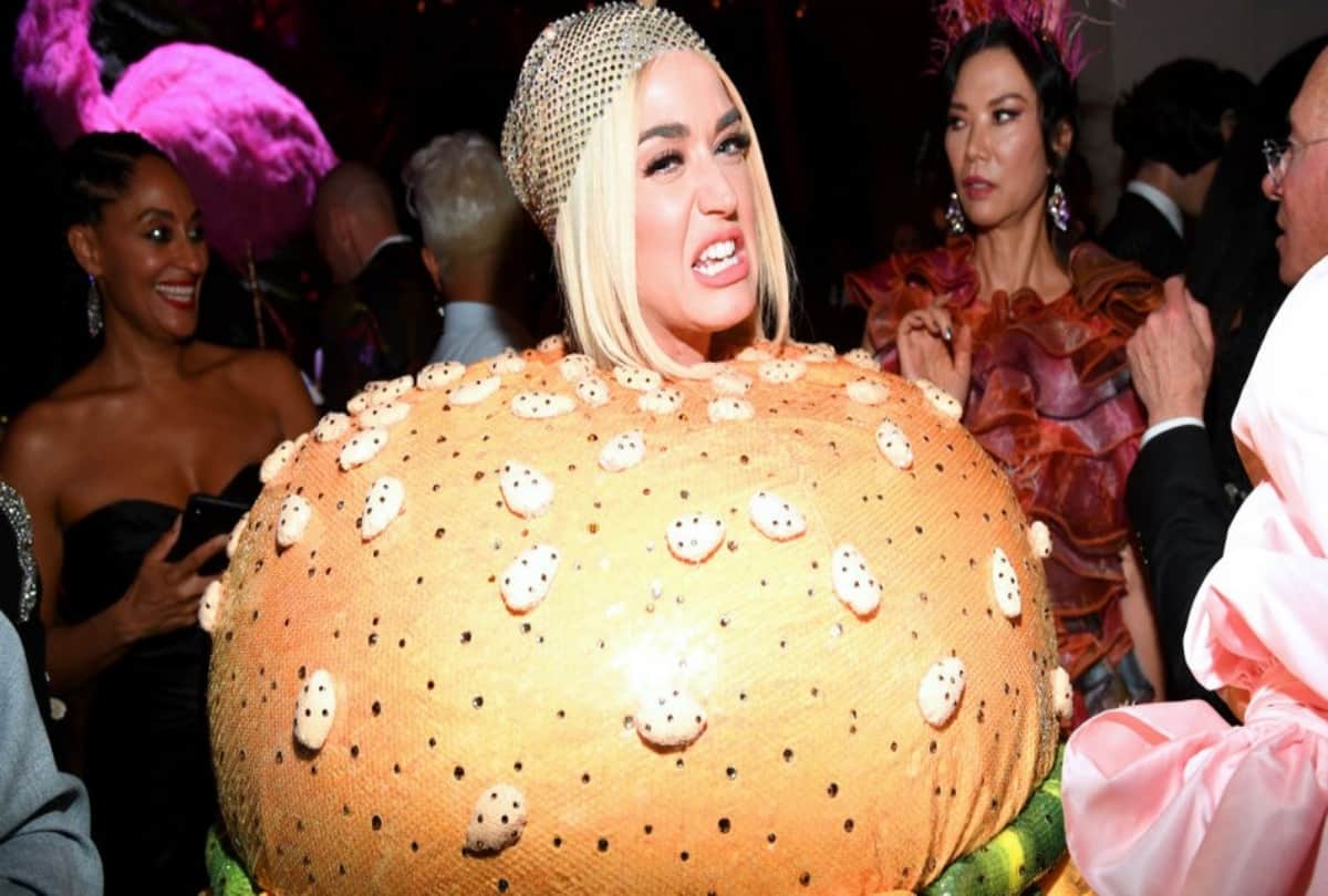 Katy Perry dressed as cheese burger at the Met Gala