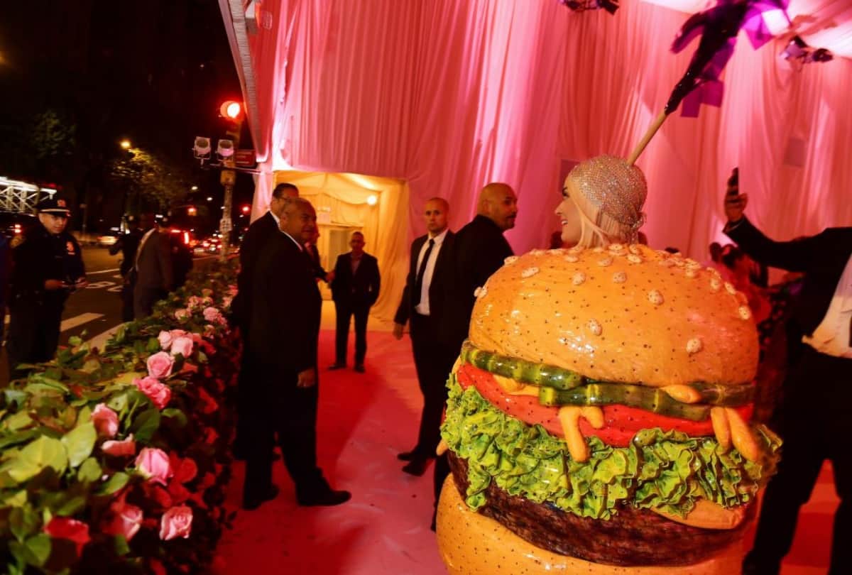 Katy Perry dressed as cheese burger at the Met Gala
