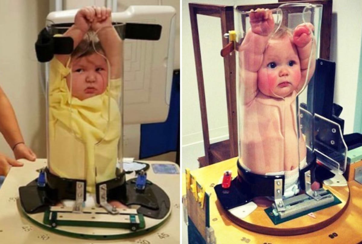 photos of small kids under pigg o stat x-ray machine is being viral and I can’t stop laughing