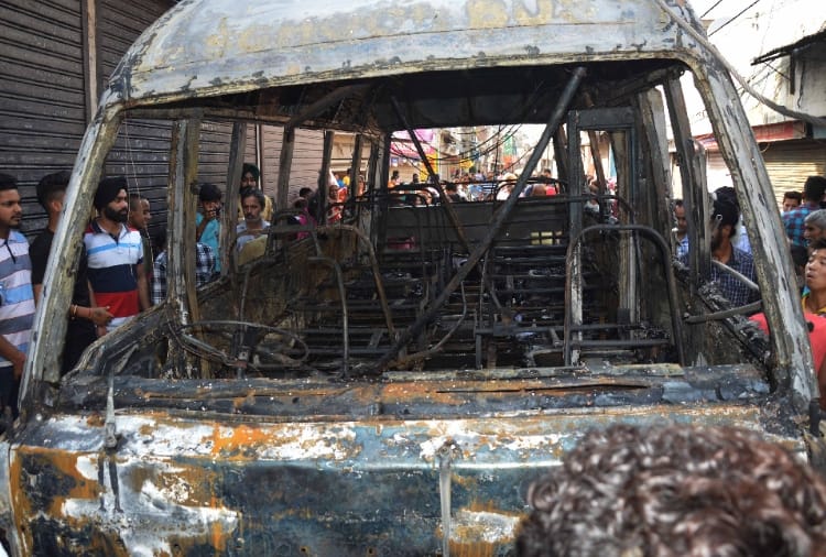 School bus catches fire in Ludhiana