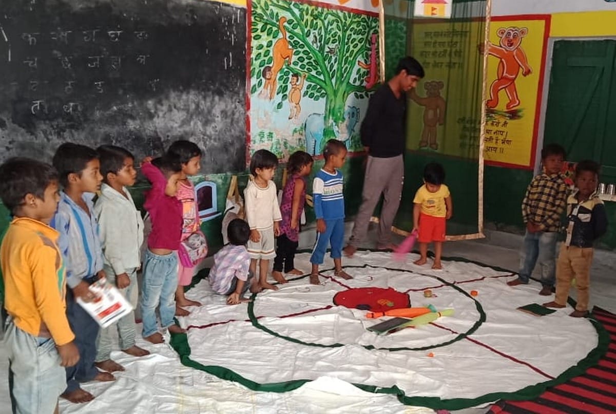 Sonbhadra DM 3 year old son study in aanganbadi center