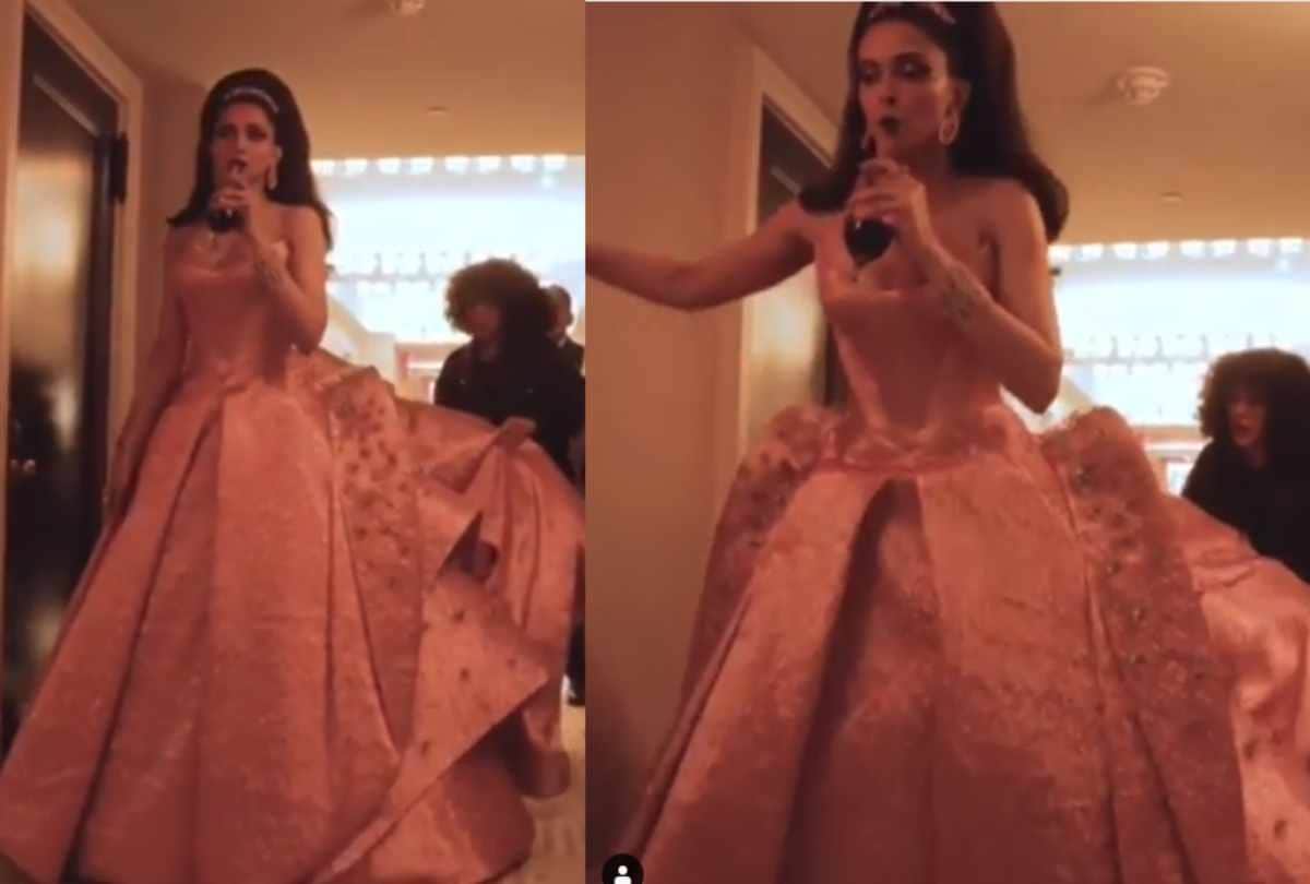 deepika padukone video of met gala when she was ready to go in pink carpet