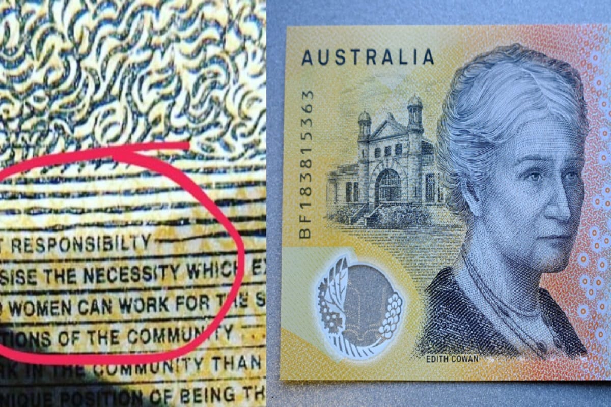 big mistake in printing of notes in Australia truth came after seven months