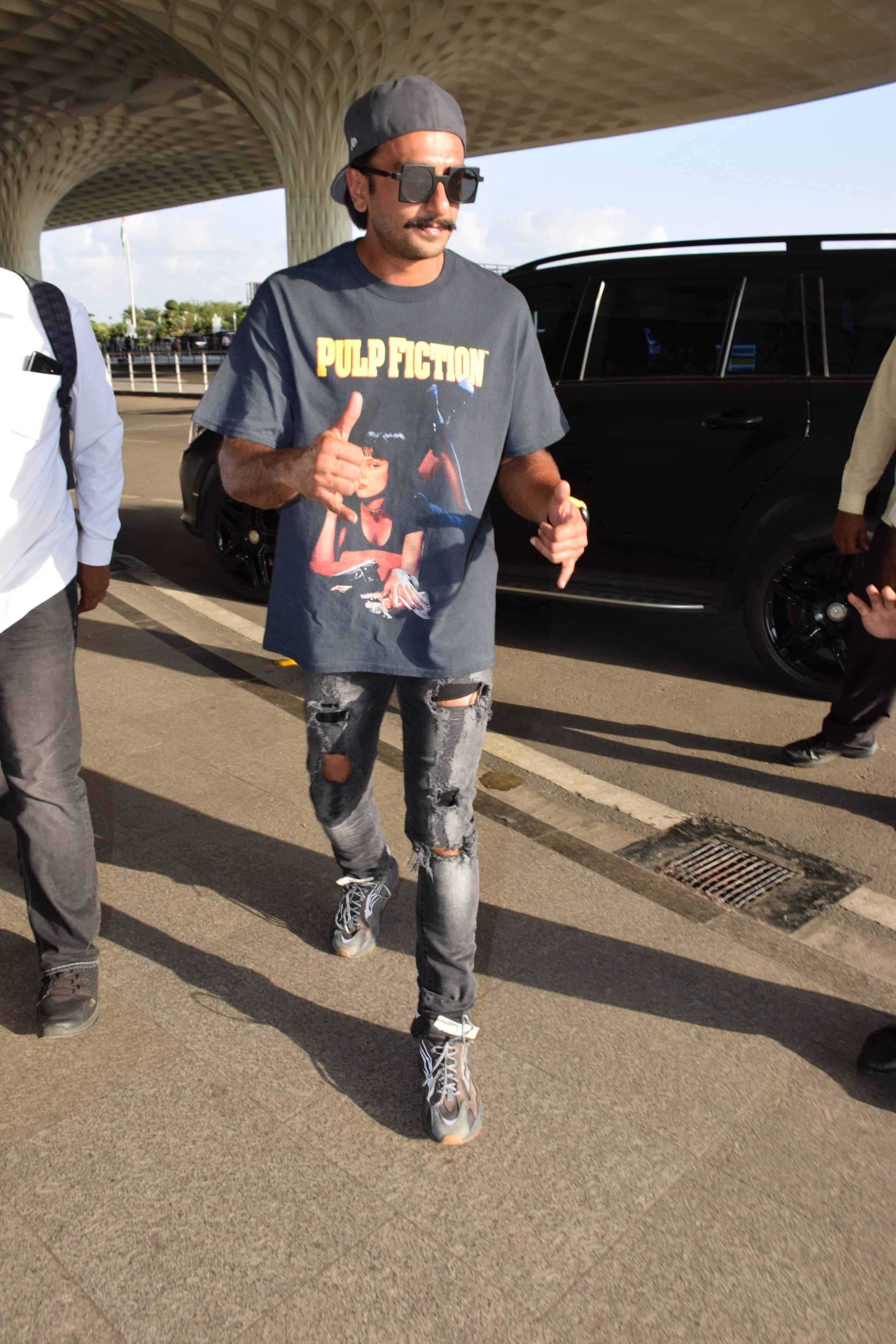 Ranveer Singh spotted at airport in his upcoming film 83 look