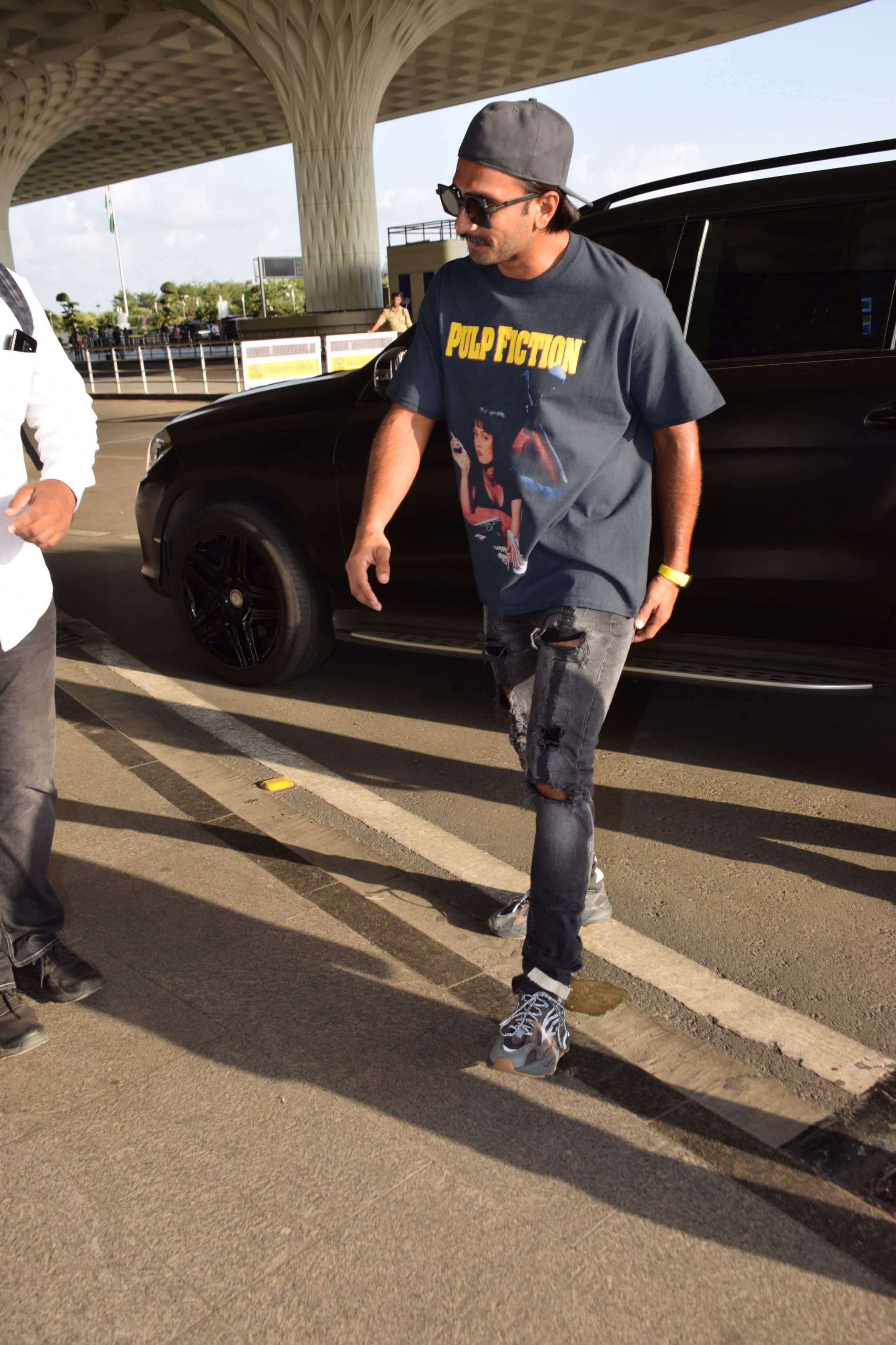 Ranveer Singh spotted at airport in his upcoming film 83 look