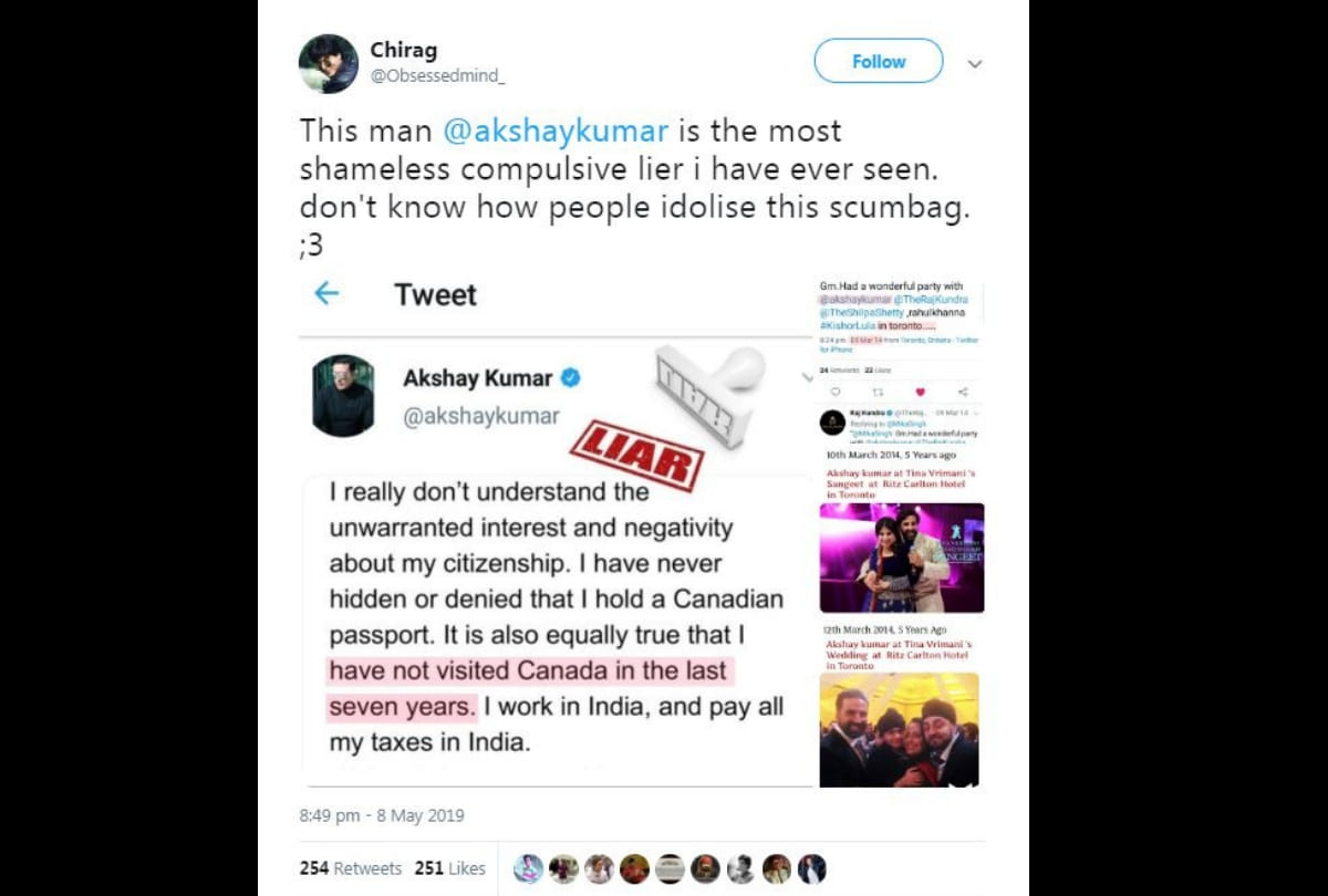 akshay kumar claim that not visited canada in last 7 years user share old picture and raise question