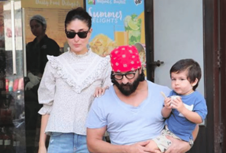 taimur ali khan take icecream with saif ali khan and kareena kapoor