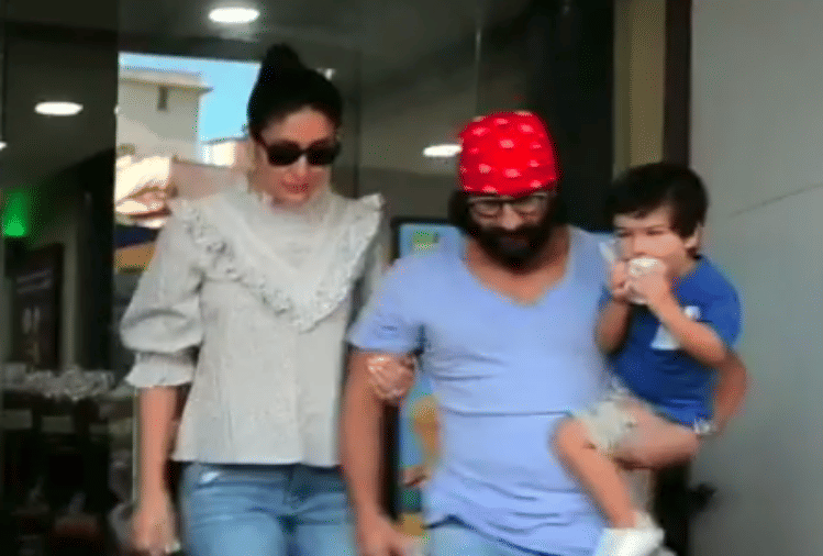 taimur ali khan take icecream with saif ali khan and kareena kapoor