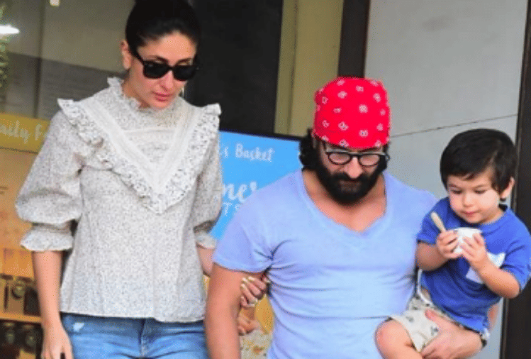 taimur ali khan take icecream with saif ali khan and kareena kapoor