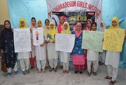 aparajita 100 million smiles girl make painting on mother's day 2019 in firozabad