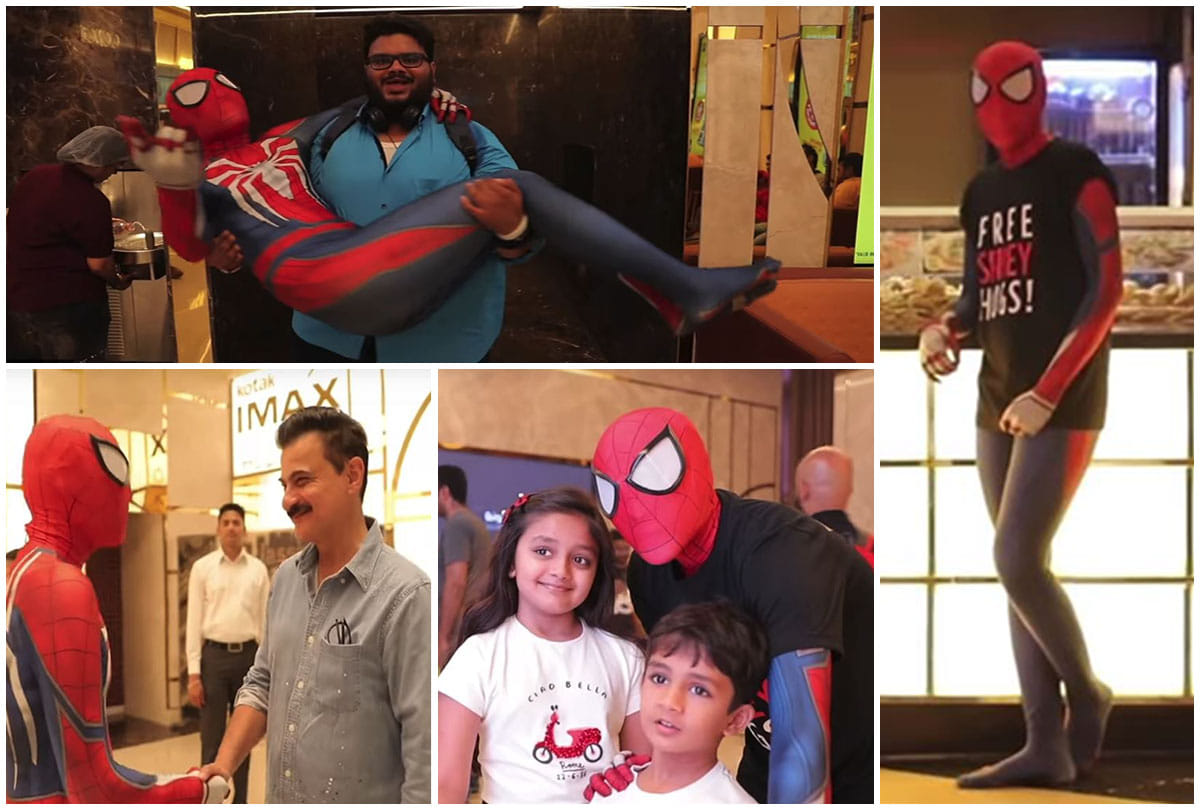 Spiderman meet public in mumbai during Avengers Endgame show