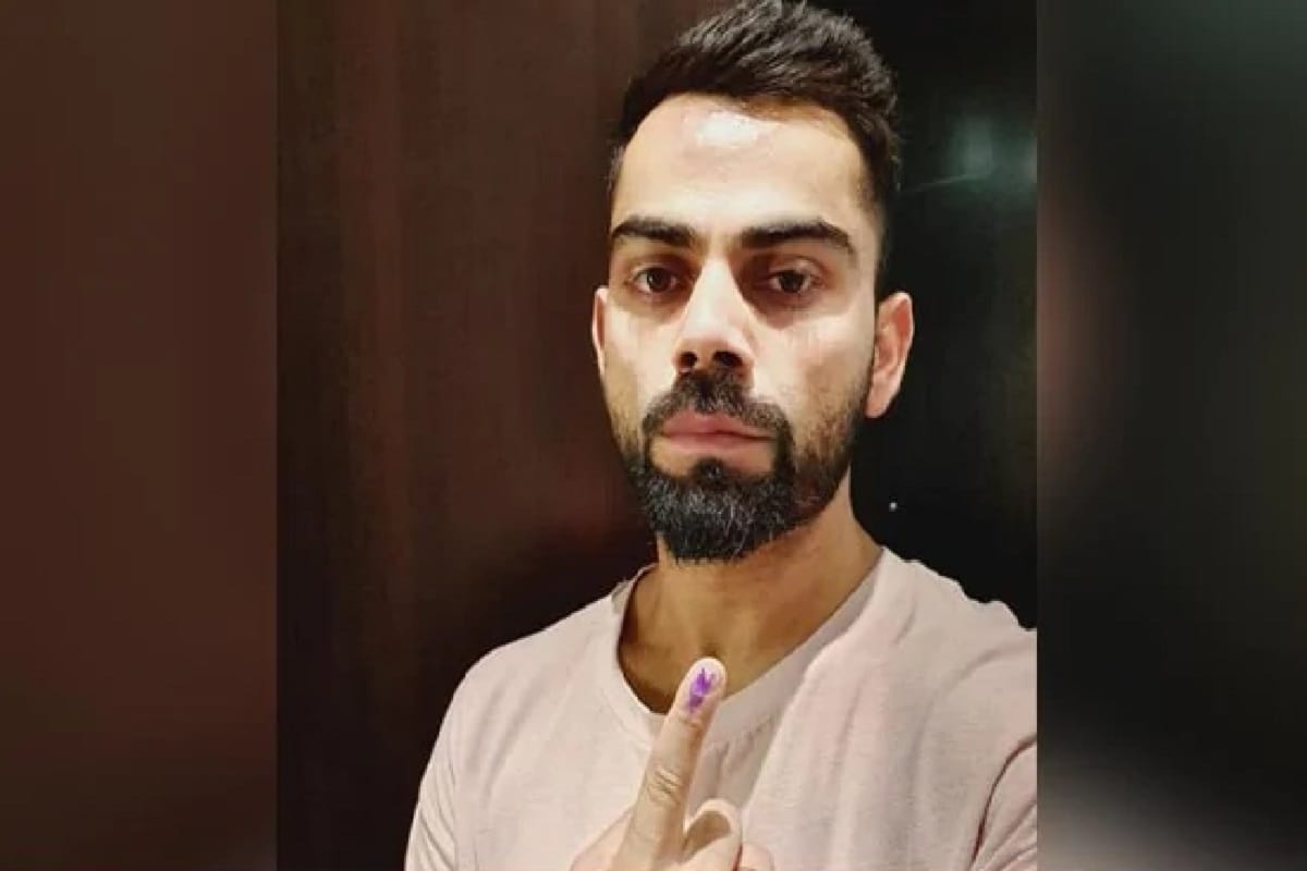 Virat Kohli casts his vote in Gurugram for lok sabha election 2019