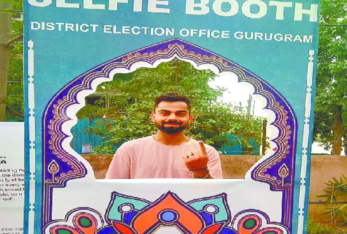 virat kohli cast his vote in gurugram